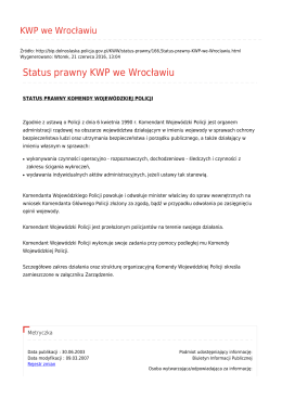 Status prawny KWP we Wrocławiu