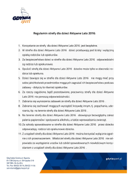Regulamin AL2016 Kącik Malucha Gdynia Sport