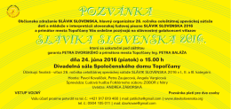 pozvánka SLávIka SLovEnSka 2016