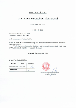 oznámenie o doručení písomností - Mikulec, Nemec