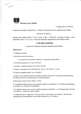 na rokovanie Obecného zastupiteľstva obce Olešná