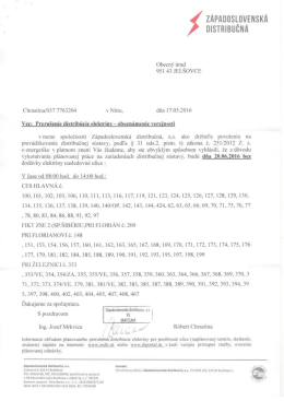 Preru&scaron;enie distrib&uacute;cie elektriky do obce 20.06.2016