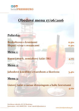 Obedové menu 17/06/2016