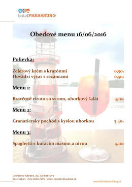 Obedové menu 16/06/2016