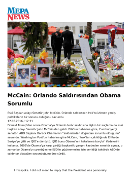 McCain: Orlando Saldırısından Obama Sorumlu