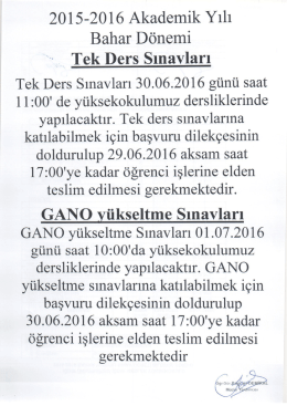 tekders ve gano sınav tarihleri