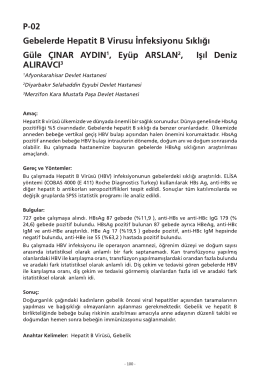 - 100 - P-02 Gebelerde Hepatit B Virusu İnfeksiyonu Sıklığı Güle