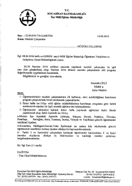 2016 haziran mesleki çalışma konuları