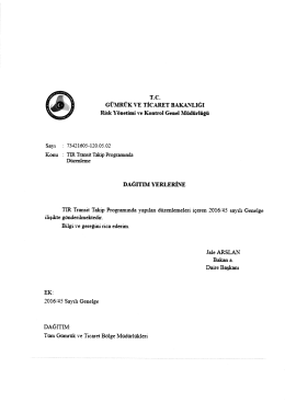 Tir Transit Takip Programinda Yapilan Duzenlemeler