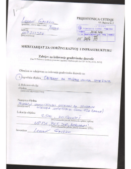 20/06/2016: Zahtjev za izdavanje građevinske