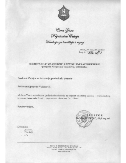 20/06/2016: Zahtjev za izdavanje građevinske dozvole