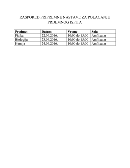 raspored pripremne nastave za polaganje prijemnog ispita