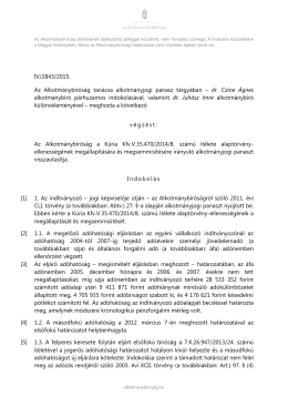 IV/2843/2015. Az Alkotmánybíróság tanácsa alkotmányjogi panasz
