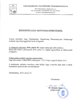 &eacute;rtes&iacute;t&eacute;s l&eacute;gi sz&uacute;nyoggy&eacute;r&iacute;t&eacute;sről