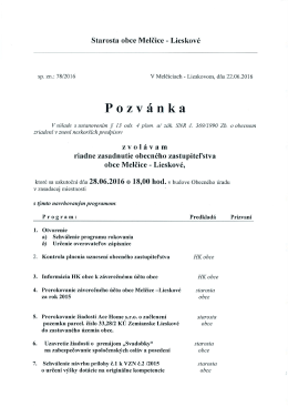 Pozvánka na zasadnutie OZ M-L 28.06.2016.