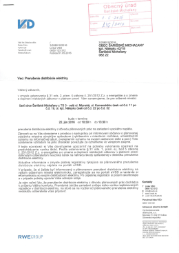 Prerušenie distribúcie elektriny 22.06.2016 10,30
