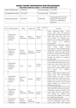BURSA TEKNİK ÜNİVERSİTESİ REKTÖRLÜĞÜNDEN