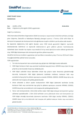 Doğrulanmış Br&uuml;t ağırlık (VGM) - LimakPort İskenderun Uluslararası