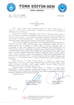 Valiliğe yazdığımız yazı için tıklayınız - Türk Eğitim-Sen