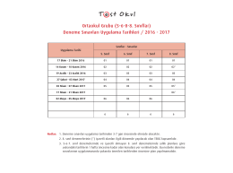 Ortaokul (5-6-7-8. Sınıf) Sınav Uygulama Takvimi 2016