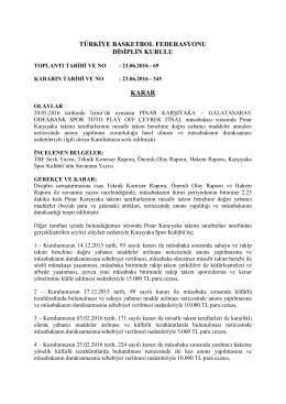 türkiye basketbol federasyonu disiplin kurulu karar