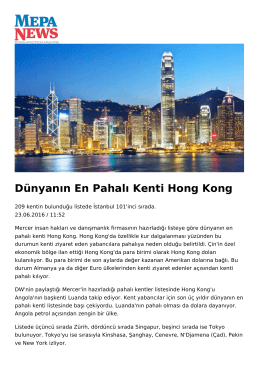 Dünyanın En Pahalı Kenti Hong Kong