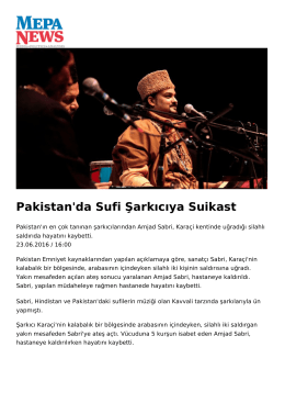 Pakistan`da Sufi Şarkıcıya Suikast