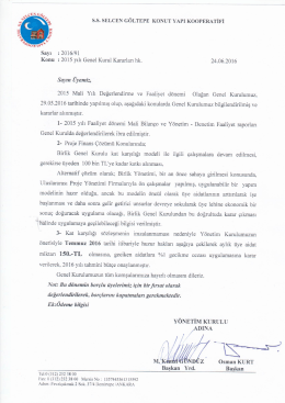 2015 Olağan Genel Kurul Kararaları