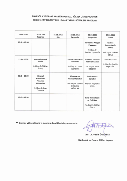 2015-2016 Bahar Yarıyılı Bankacılık ve Finans ABD Uzaktan Eğitim