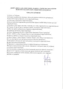 2015-2016 eğitim &ouml;ğretim yılı yıl sonu &ouml;ğretmenler kurulu toplantısı