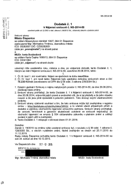 Page 1 1 j @ | : | NS-2014-50 Dodatek č. 1 k Nájemní smlouvě č. NS