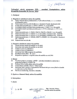 Vedení města - upřesněný program na XIX. zasedání