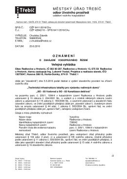 8240 Obec Radkovice kanalizace a vodovod Veřejná vyhláška