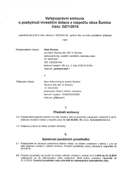 Veřejnoprávní smlouva č. DZ/1/2016