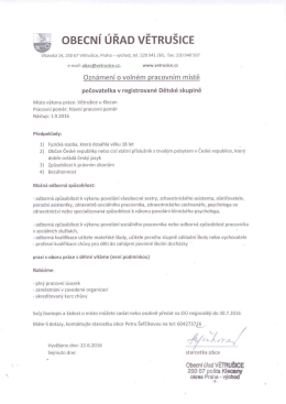 Voln&eacute; pracovn&iacute; m&iacute;sto