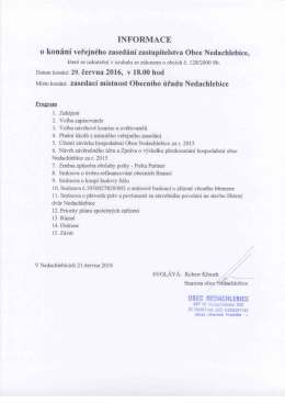 Pozvánka na zasedání zastupitelstva obce Nedachlebice