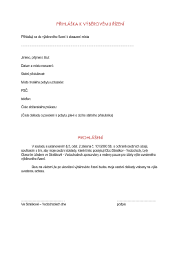 přihláška k výběrovému řízení prohlášení - Straškov