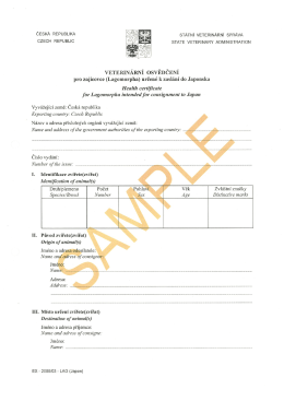 Page 1 STÁTNÍ VETERINÁRNÍ SPRÁVA STATE VETERINARY ADM