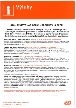 V&yacute;luky SŽDC s.o. v Kr&aacute;lov&eacute;hradeck&eacute;m kraji s vlivem na