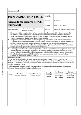 protokol o kontrole - nezavodněné potrubí