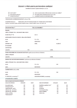 Page 1 El Nový oDBĚR" ŽÁDOST O PŘIPOJENÍ ELEKTRICKÉHO