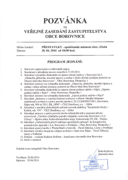 Page 1 POZVÁNKA VEŘEJNÉ ZASEDÁNÍ ZASTUPITELSTVA