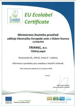 Certifikát EU Ecolabel