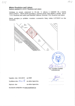 Záměr pronájmu pozemku - Město Roudnice nad Labem
