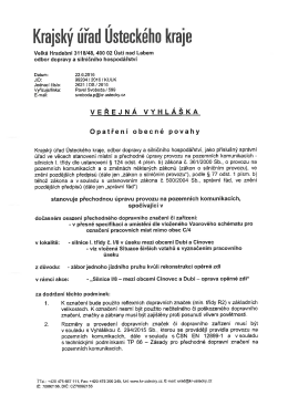 stanoven&iacute; přechodn&eacute; &uacute;pravy provozu