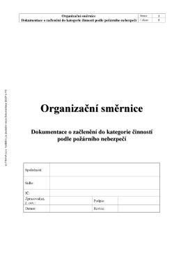 Začlenění činností podle požárního nebezpečí - Nemocnice