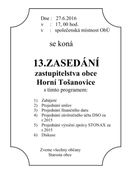 13.zasedání - Horní Tošanovice