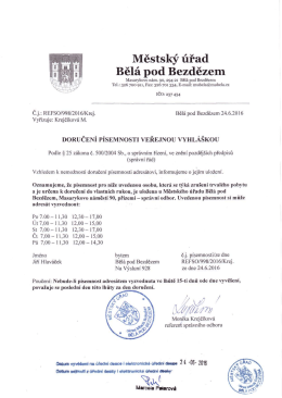 Veřejná vyhláška o doručení písemnosti