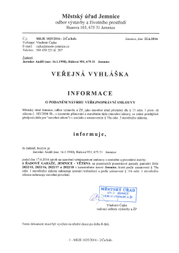 Informace o podaném návrhu veřejnoprávní smlouvy