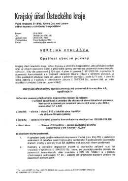 stanoven&iacute; přechodn&eacute; &uacute;pravy provozu